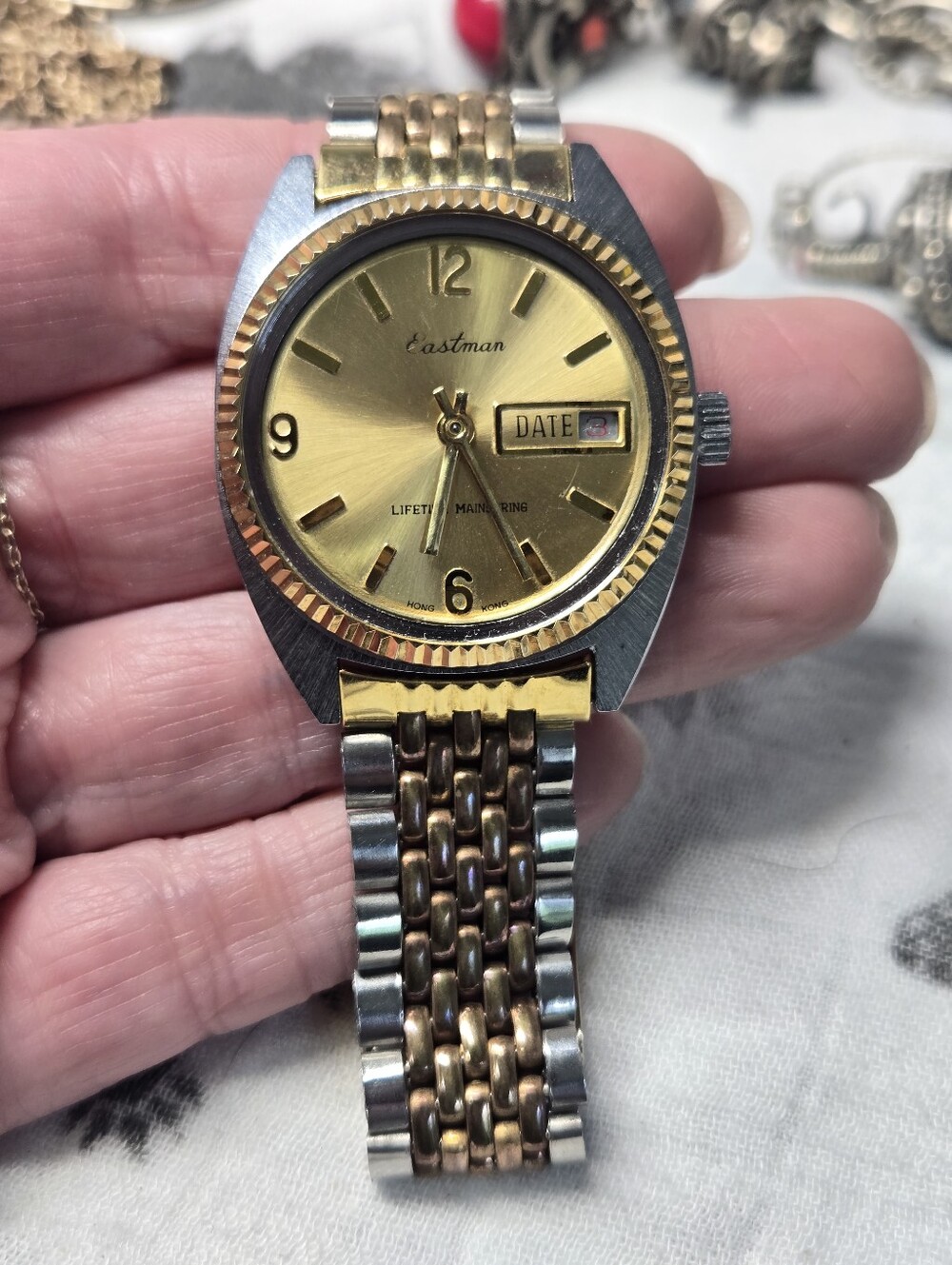 Men's Two-Tone Gold Dial Date Watch READ PLEASE